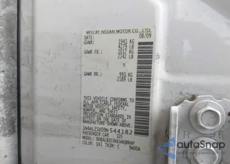 2009 Nissan Altima 2.5 S z USA, uszkodzony, nr VIN 1N4AL21E09N544182